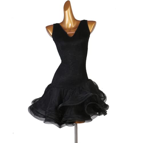 kzytamz Latein Turnierkleid Für Frauen Flamenco Kleid Walzer Performance Kleid Turnierkleid Schräger ?Saum Für Frauen Flamenco Kleid Walzer Performance Klei (L,Black) von kzytamz