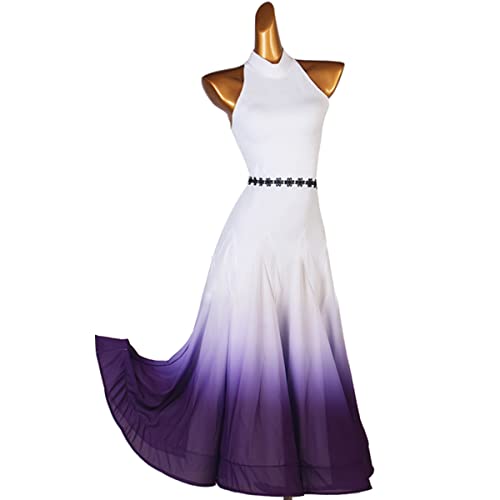 kzytamz Nationales Standard-Tanzkleid Ballsaalkleider Modernes Elegante Tanzkleid Damenwalzer Ärmelloses Standardkleid Sommerweiße Kleider Tango Soziale Wettbewerb Kostüme (S,white2) von kzytamz