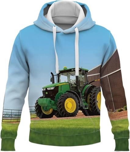 lFTEGUFKXS Herren Traktor Bagger Traktor - Hoodie Kapuzenpullover Traktor Hoodie Sweatshirt mit Kapuze,Print-Pulli (s2,130) von lFTEGUFKXS
