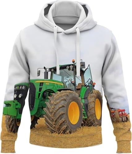 lFTEGUFKXS Herren Traktor Bagger Traktor - Hoodie Kapuzenpullover Traktor Hoodie Sweatshirt mit Kapuze,Print-Pulli (s4,S) von lFTEGUFKXS