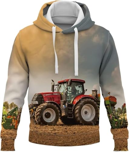 lFTEGUFKXS Herren Traktor Bagger Traktor - Hoodie Kapuzenpullover Traktor Hoodie Sweatshirt mit Kapuze,Print-Pulli (s6,M) von lFTEGUFKXS