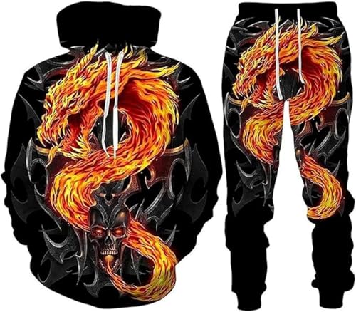 lFTEGUFKXS Schädel Sportanzug Gothic Trainingsanzug Set Herren Jogginganzug Hoodie Hose set (Jogginganzug2,M) von lFTEGUFKXS