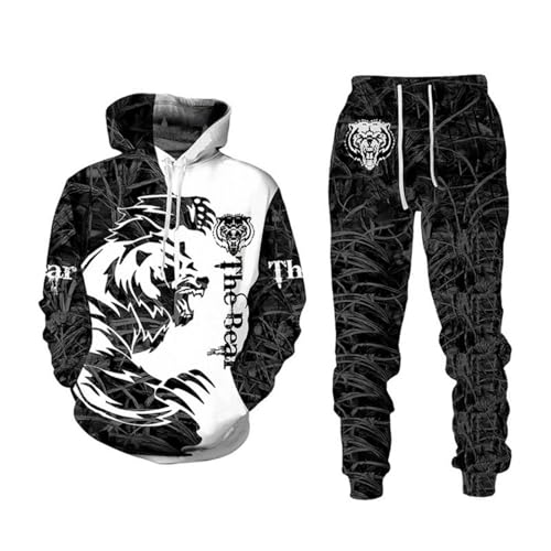 lFTEGUFKXS Tiger Jogginganzug Herren Löwe Tracksuit Oversized Trainingsanzug Hoodie Jogginghose Sportanzug (S10,XL) von lFTEGUFKXS