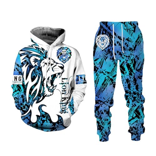 lFTEGUFKXS Tiger Jogginganzug Herren Löwe Tracksuit Oversized Trainingsanzug Hoodie Jogginghose Sportanzug (S4,4XL) von lFTEGUFKXS