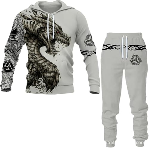 lFTEGUFKXS Unisex Christmas Totenkopf Jogginganzug Trainingsanzug Herren Pullover Jogger Set Herren Jogginganzug Pullover+Hose (s9,6XL) von lFTEGUFKXS