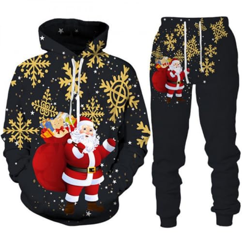 lFTEGUFKXS Unisex Weihnachten Trainingsanzug Jogginganzug Christmas Pullover Kapuzenjacke Hose Set (s13,M) von lFTEGUFKXS