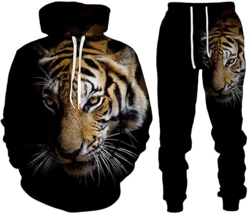 lFTEGUFKXS Weihnachten Wolf Herren Jogginganzug lion Hoodie und Hose Herren tiger Trainingsanzug Jogginganzug Sportanzug (S21,3XL) von lFTEGUFKXS