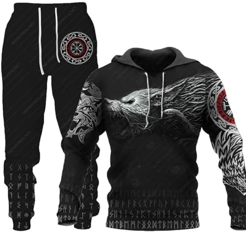 lFTEGUFKXS Weihnachten Wolf Herren Jogginganzug lion Hoodie und Hose Herren tiger Trainingsanzug Jogginganzug Sportanzug (S6,5XL) von lFTEGUFKXS