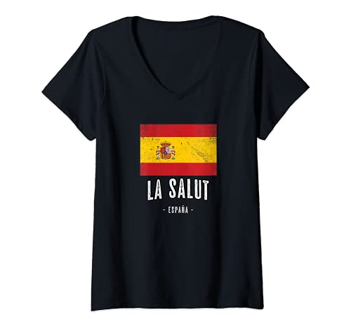 Damen la Salut Spanien | ES Flagge Stadt - Bandera - T-Shirt mit V-Ausschnitt Damen la Salut Spanien | ES Flagge Stadt - Bandera - T-Shirt mit V-Ausschnitt von la Salut España - Mercancía y Souvenirs