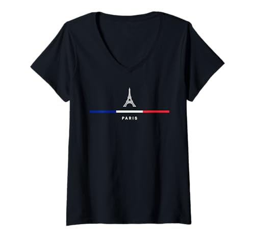 Damen Paris Eiffelturm Frankreich Flagge Souvenir Event Männer Frauen T-Shirt mit V-Ausschnitt Damen Paris Eiffelturm Frankreich Flagge Souvenir Event Männer Frauen T-Shirt mit V-Ausschnitt von la tour eiffel Paris City of Love i Love Paris co