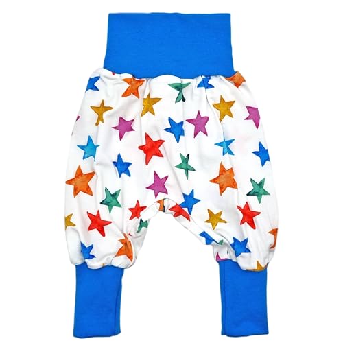 la.nunu Hose für Kinder - Bunte Sterne 110-122 - Kinderhose aus Baumwolle - Handarbeit - Baby Jungen Mädchen Pumphose Jogginghose Haremshose Mitwachshose von la.nunu