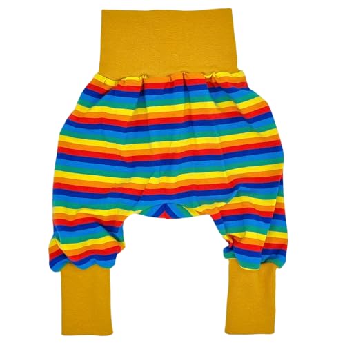 la.nunu Hose für Kinder - Bunter Regenbogen 50-56 - Kinderhose aus Baumwolle - Handarbeit - Baby Jungen Mädchen Pumphose Jogginghose Haremshose Mitwachshose von la.nunu