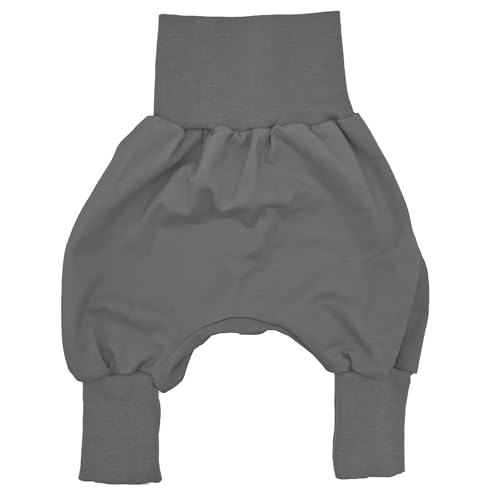 la.nunu Hose für Kinder - Einfarbig Dunkelgrau 74-80 - Kinderhose aus Baumwolle - Handarbeit - Baby Jungen Mädchen Pumphose Jogginghose Haremshose Mitwachshose von la.nunu