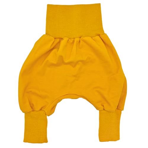 la.nunu Hose für Kinder - Einfarbig Senfgelb 98-104 - Kinderhose aus Baumwolle - Handarbeit - Baby Jungen Mädchen Pumphose Jogginghose Haremshose Mitwachshose von la.nunu