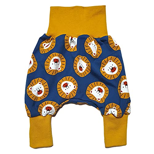 la.nunu Hose für Kinder - Löwen Gelb 50-56 - Kinderhose aus Baumwolle - Handarbeit - Baby Jungen Mädchen Pumphose Jogginghose Haremshose Mitwachshose von la.nunu