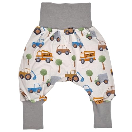 la.nunu Hose für Kinder - Verkehr Grau 62-68 - Kinderhose aus Baumwolle - Handarbeit - Baby Jungen Mädchen Pumphose Jogginghose Haremshose Mitwachshose von la.nunu