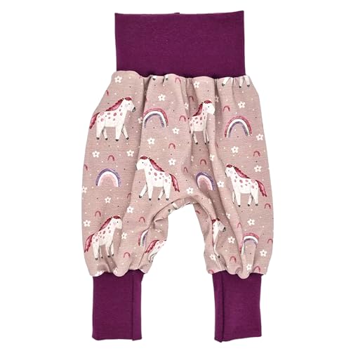 la.nunu Hose für Mädchen - Kleine Pferde Altrosa 86-92 - Kinderhose aus Baumwolle - Handarbeit - Baby Kinder Pumphose Jogger Jogginghose Haremshose Mitwachshose von la.nunu
