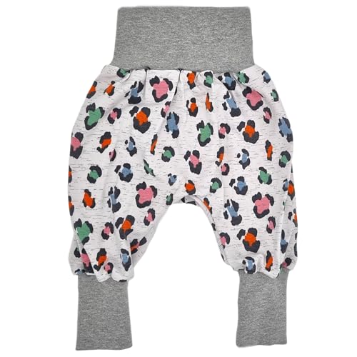 la.nunu Hose für Mädchen - Leopard Bunt 110-122 - Kinderhose aus Baumwolle - Handarbeit - Baby Kinder Pumphose Jogger Jogginghose Haremshose Mitwachshose von la.nunu