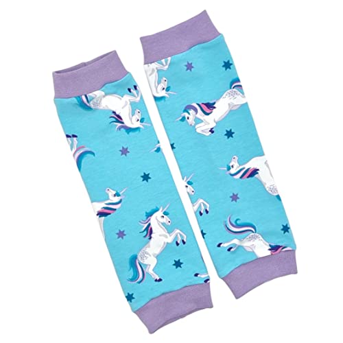 la.nunu Stulpen Mädchen - Einhörner Hellblau 2-3 Jahre - Kinderstulpen aus Baumwolle - Handarbeit - Kinder Baby Beinstulpen Babystulpen von la.nunu