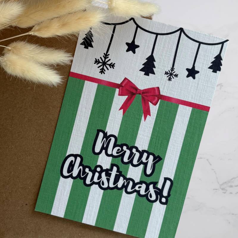 Postkarte, Grußkarte, Leinenpapier, Merry Christmas, Weihnachten, Mit Umschlag von laLindasbusiness