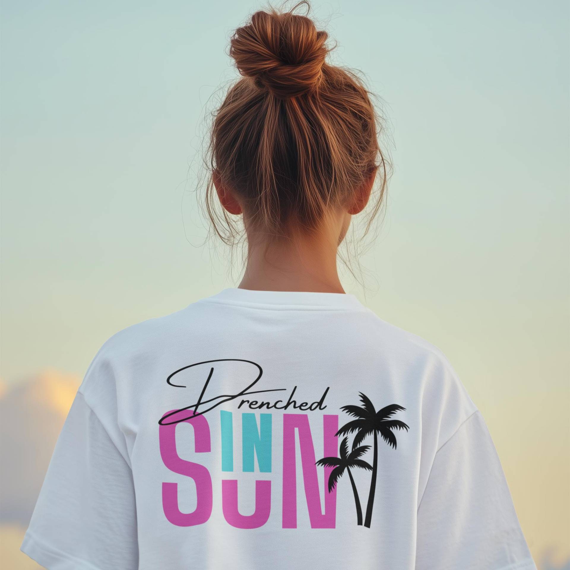 Damen Shirt Mit Spruch, Sun T-Shirt, Backprint, Geschenk, Geschenk Freundin, Sommer, Palme, Pink, Neon von laLindasbusiness