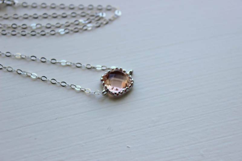 Zierliche Erröten Champagner Kette Sterling Silber - Anhänger Halskette Pfirsich Rosa Brautjungfer Hochzeitsschmuck Geschenk Unter 25 von laalee
