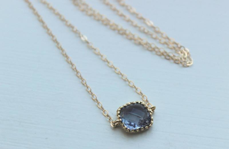 Zierliche Kohle Grau Halskette Gold Gefüllt Kette - Anhänger Brautjungfer Hochzeitsschmuck Geschenk Unter 25 von laalee