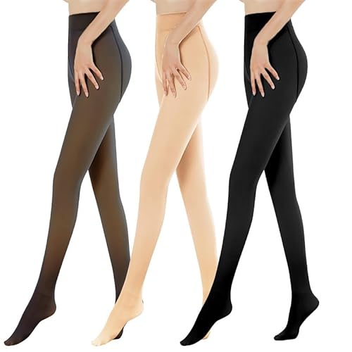 laamei Thermo Leggings Damen Hautfarben Strumpfhose Winter Fleece Gefütterte Strumpfhose Durchscheinend Leggings Feinstrumpfhose Damen Dicke Pantyhose Warmer Leggings von laamei