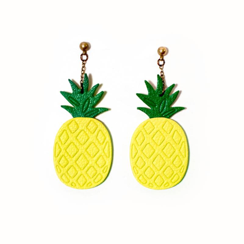 "Ananas" Gelb Und Grün Leder Ohrringe Handgefertigt "Ananas" Gelb Und Grün Leder Ohrringe Handgefertigt von labananejauneshop