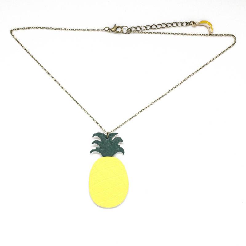 Ananas "The Pineapple" Gelb Und Grün Leder Halskette Handgemacht Ananas "The Pineapple" Gelb Und Grün Leder Halskette Handgemacht von labananejauneshop