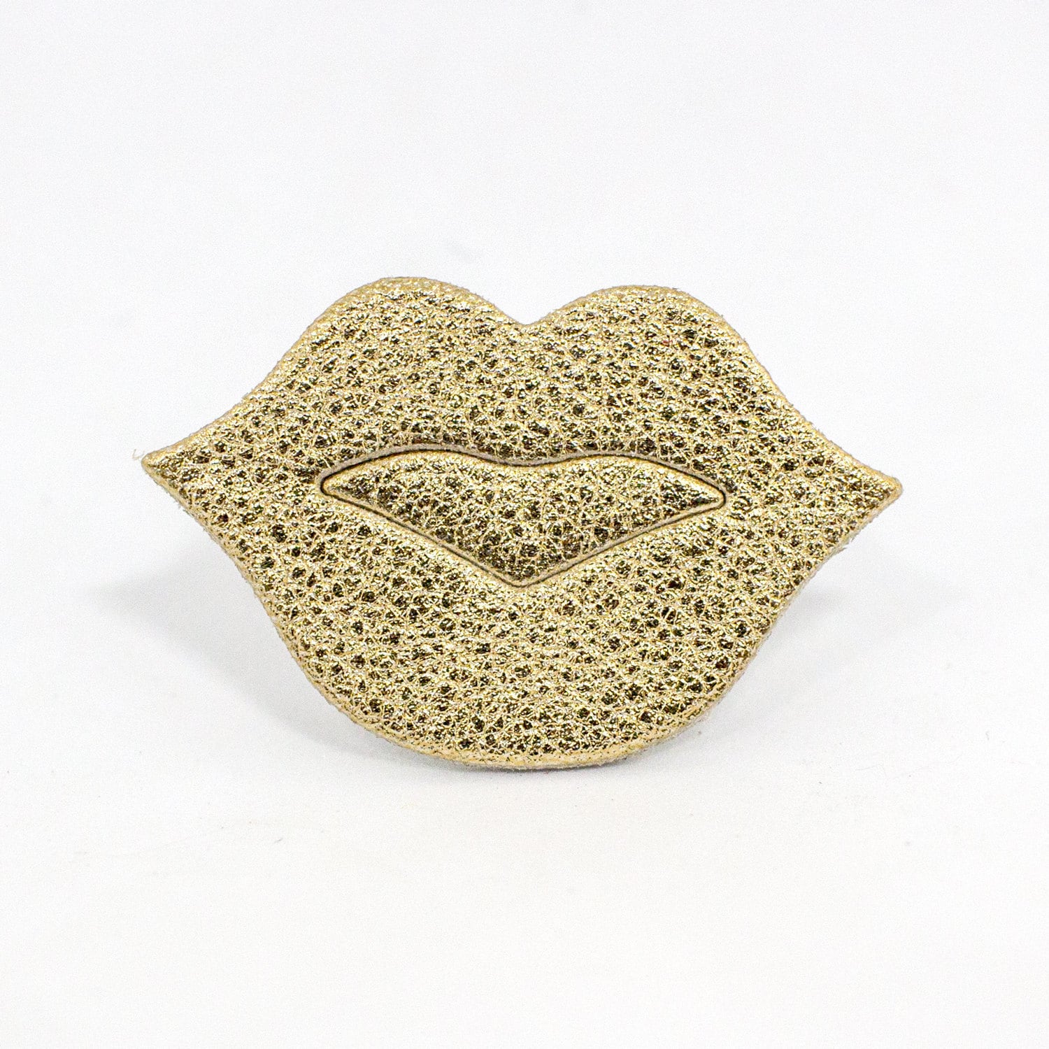 Brosche Aus Leder Mund "The Big Kiss" Goldene Hand Gemacht von labananejauneshop