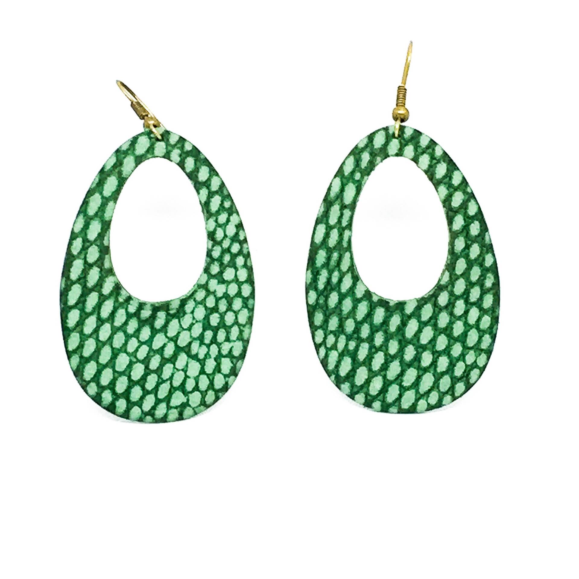 "Die Eggy" Grünem Leder Ohrringe Handgefertigt von labananejauneshop