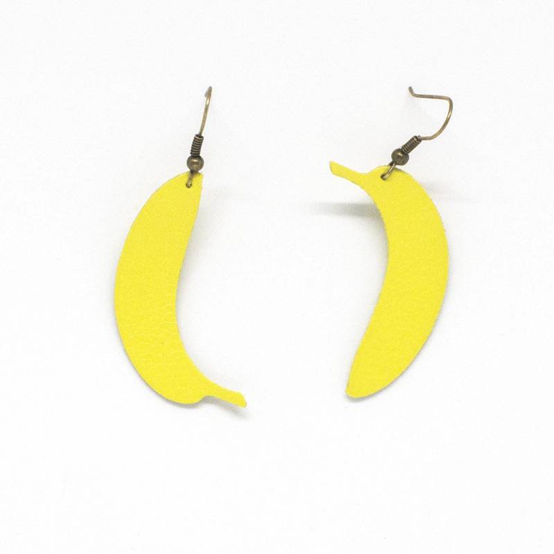 "Die Gelbe Banane" Gelb Leder Ohrringe Hand "Die Gelbe Banane" Gelb Leder Ohrringe Hand von labananejauneshop