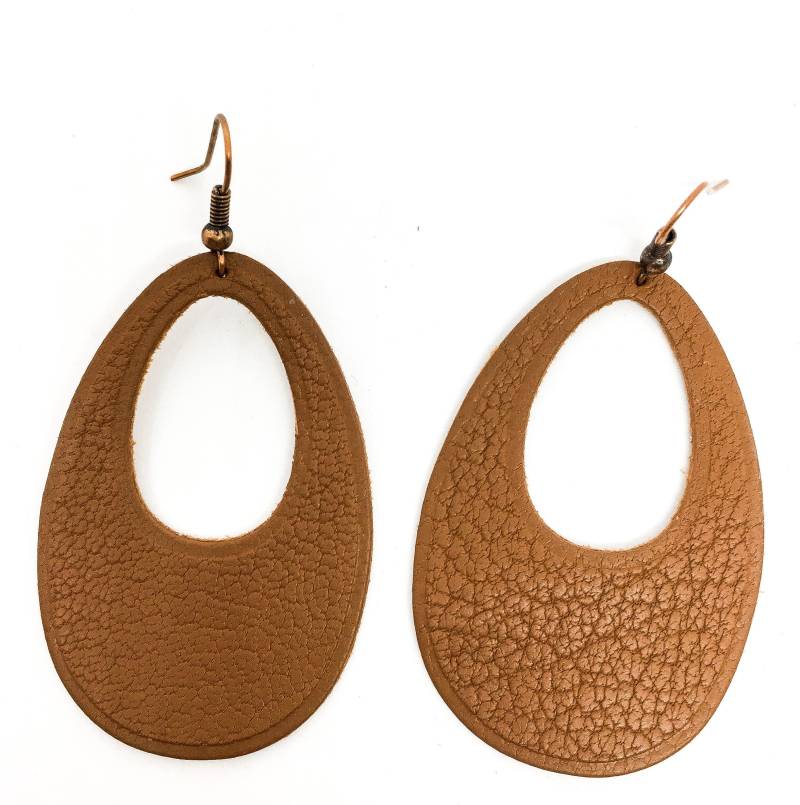 Ohrringe "The Eggy" Braun Leder Handgefertigt Ohrringe "The Eggy" Braun Leder Handgefertigt von labananejauneshop