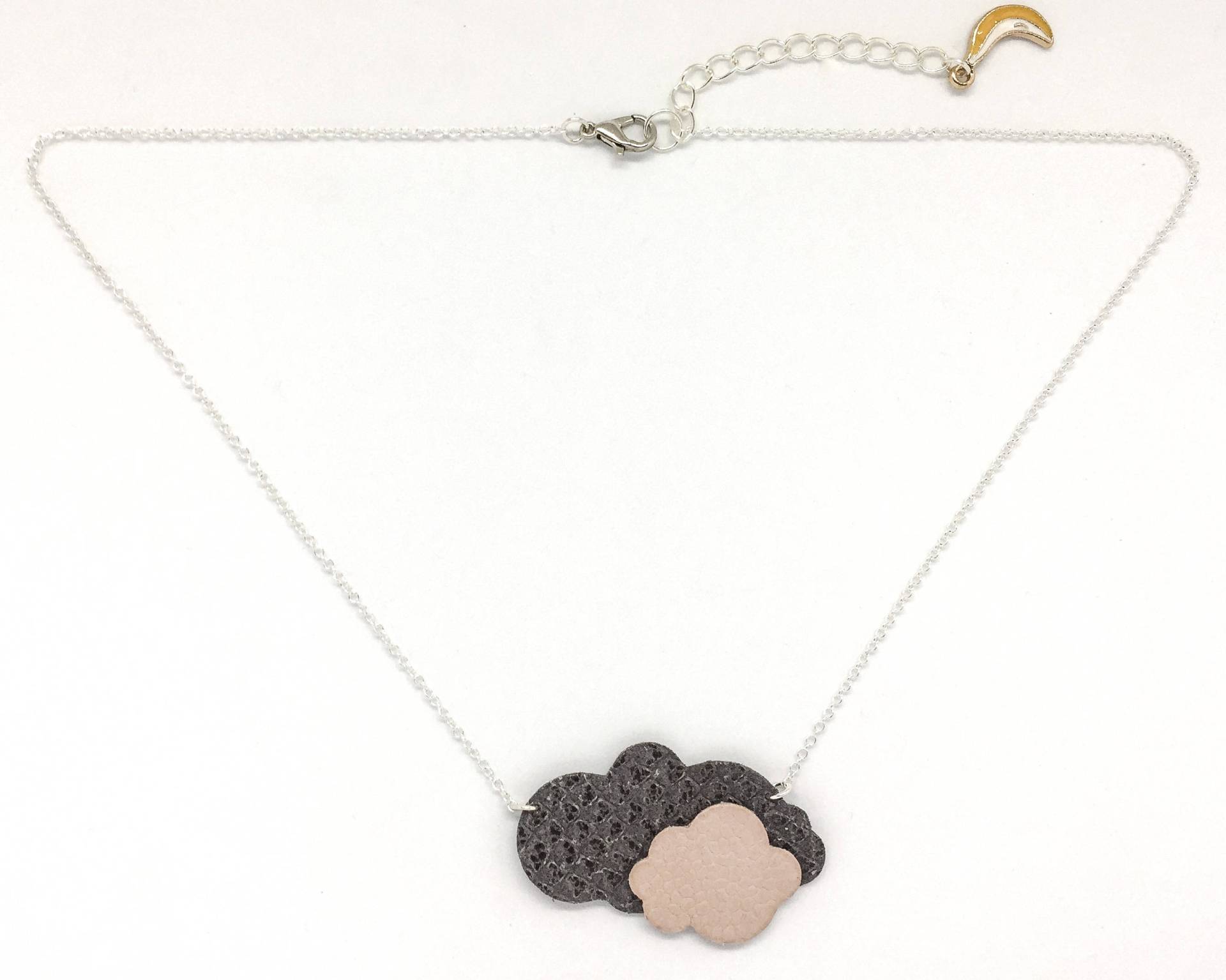 "stratus" Grau Und Rosa Leder Halskette Handgemacht von labananejauneshop