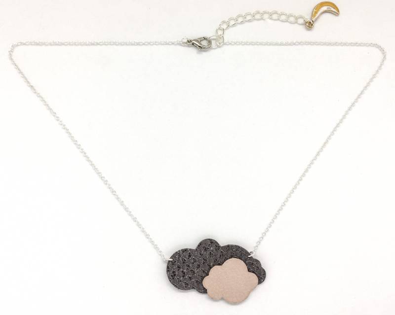"stratus" Grau Und Rosa Leder Halskette Handgemacht von labananejauneshop