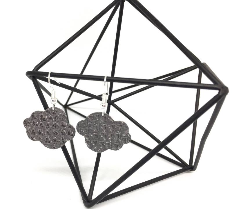 "stratus" Graue Gemachte Hand Leder Ohrringe "stratus" Graue Gemachte Hand Leder Ohrringe von labananejauneshop