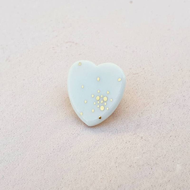 Pin's Heart Brosche 14 Karat Gold, Porzellan, Anne | Lieblingsjuwel La Belle Au Bois von labelleauboisFrance