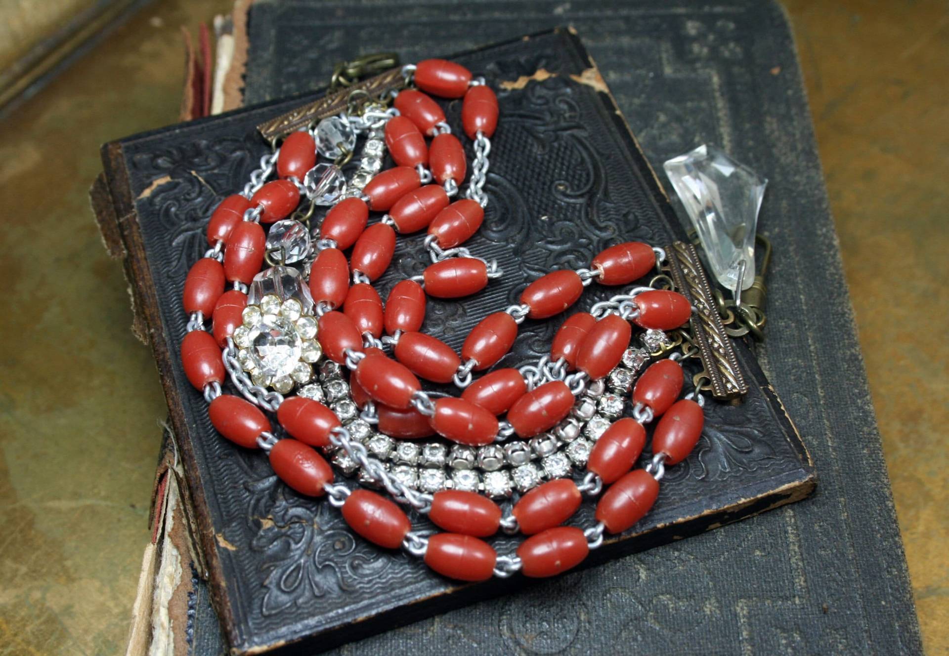 Vintage Upcycled Rosenkranz Armband, Multi Strang Perlen Bettelarmband, Kristall Schmuck, Geschenk Für Sie von labellesavage