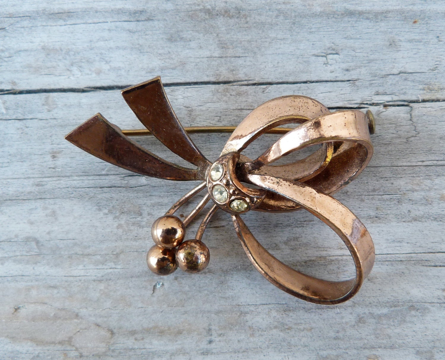 Vintage 1930Er/1950Er Jahre Schleife Brosche Mit Straßsteinen Verziert von laboheme