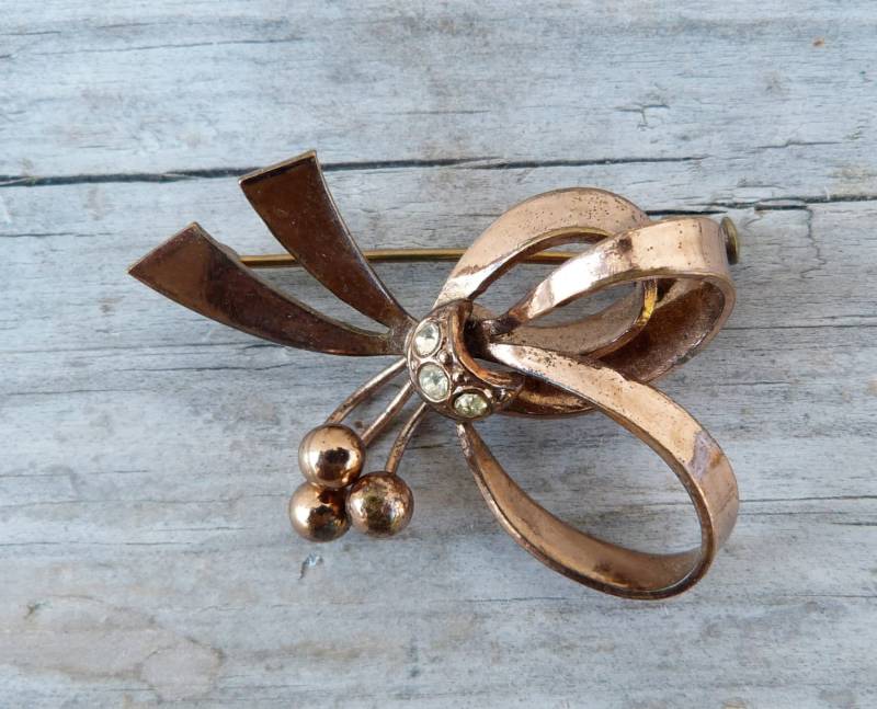 Vintage 1930Er/1950Er Jahre Schleife Brosche Mit Straßsteinen Verziert von laboheme