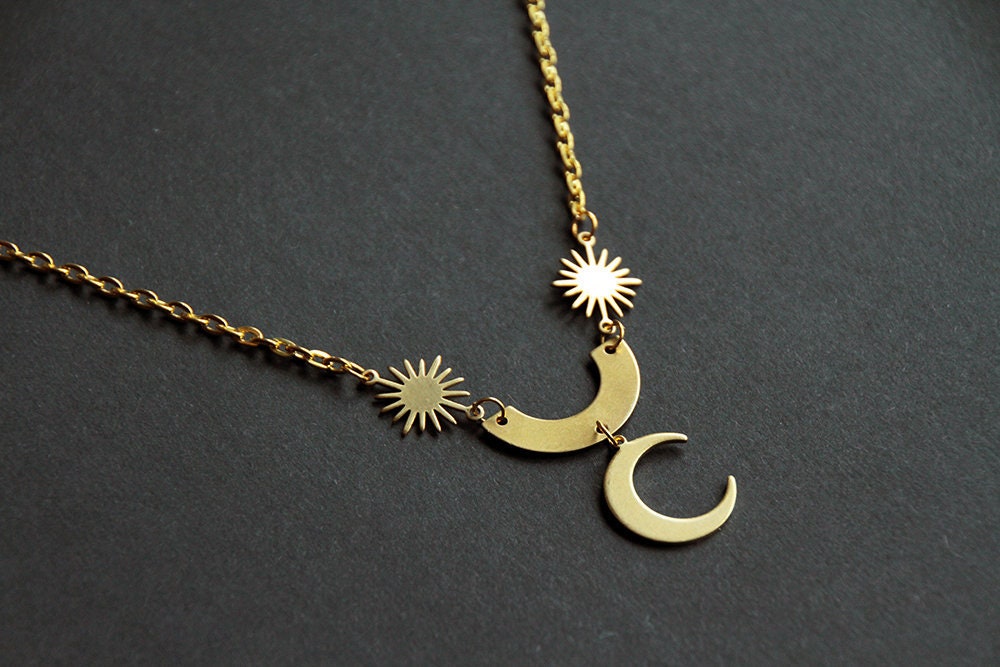 stern Halskette Sonne Mond Sun Moon stern Halskette Sonne Mond Sun Moon von laboiteamonstres
