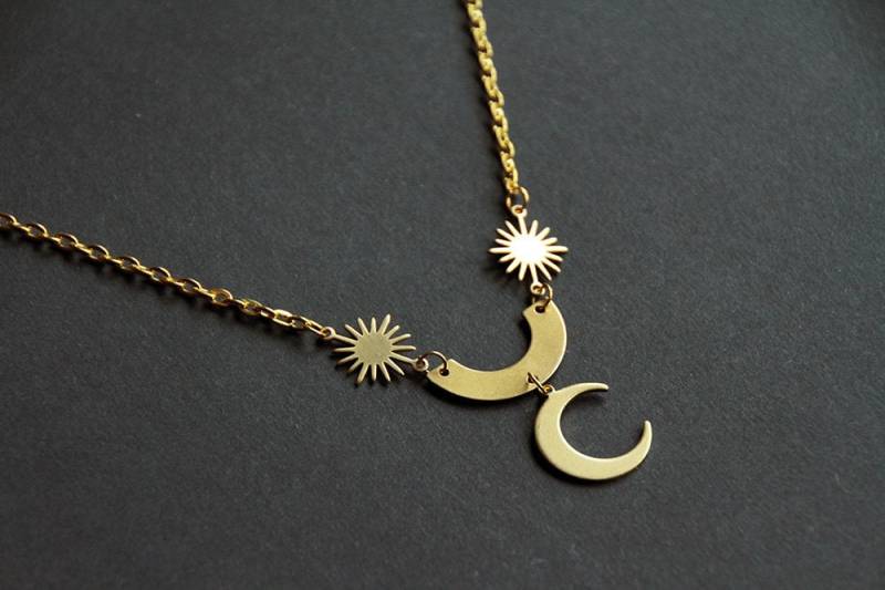 stern Halskette Sonne Mond Sun Moon stern Halskette Sonne Mond Sun Moon von laboiteamonstres