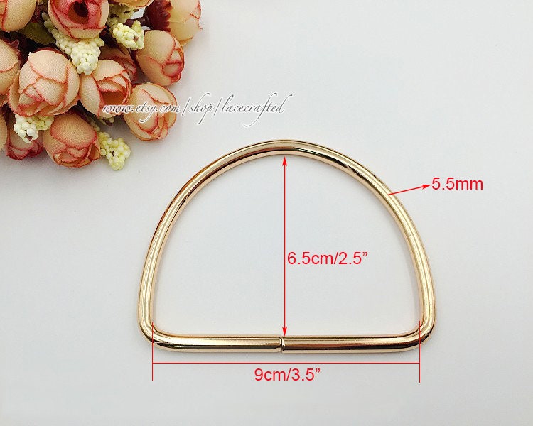 1 Paar 9cm/3.5Inch Licht Goldene Tasche Geldbörse Große D-Ringe D Schnallen von lacecrafted