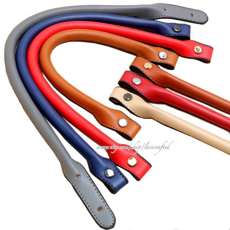 1 Paar Schwarz Weiß Dunkelblau Grau Beige Rot Braun Abnehmbare Leder Geldbörse Ersatzgriff Pu-Leder Mit Schraube von lacecrafted