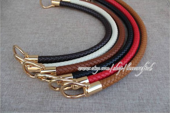 1 Stk. 40cm Lang Geldbörse Handtasche Gehäkelte Pu Leder Henkel Mit Abnehmbarem Gold Silber Verschluss Rund Häkeln von lacecrafted