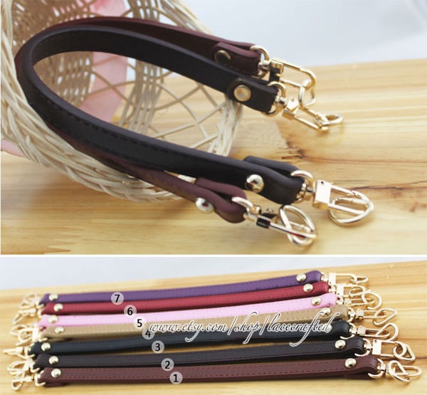 1 Stück 12 Zoll 1, 2 cm Ersatz Griff Kurze Geldbörse Gurt Taschenleder Lederband Taschengriff Mit Licht Goldene Verschluss von lacecrafted