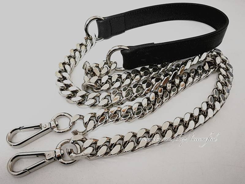 1 Stück 120x2.0cm Schwarz Echtleder Band Gürtel Silber Kette Ersatz Tasche Geldbörse Riemen Kreuz Körper Ersetzen von lacecrafted