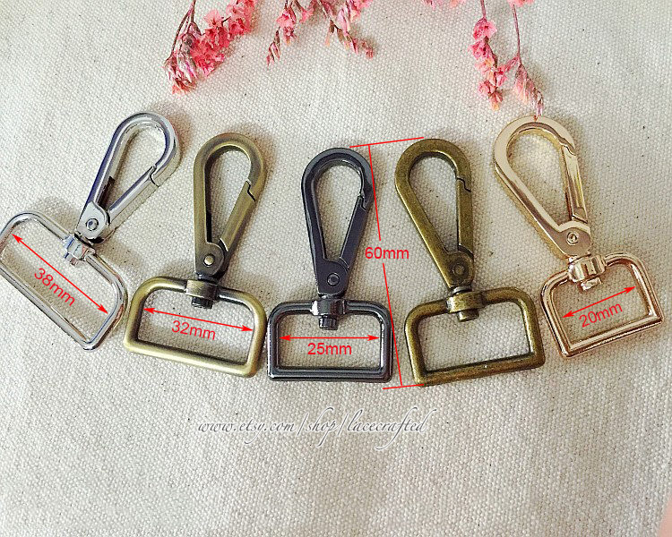 10 Stück 0, 78 1 1, 25 1, 5 Zoll Hellgolden Gebürstetes Messing Silbrig Gunmetal Metall Karabinerhaken Drehverschluss Karabiner von lacecrafted