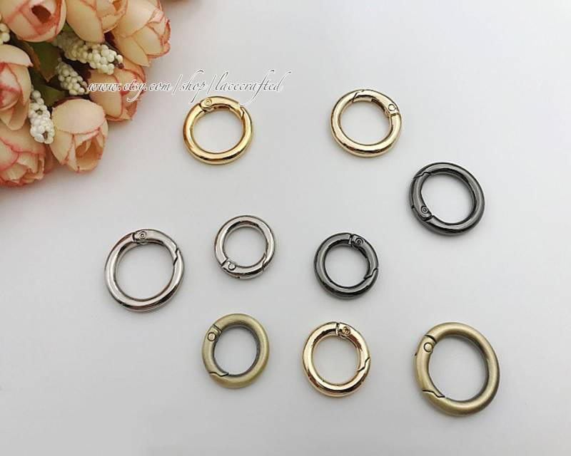 10 Stück 1, 6 cm | Innendurchmesser Licht Golden Silvery Runde Feder Tor Ring Verschluss Snap Schraube Tasche Hardware von lacecrafted